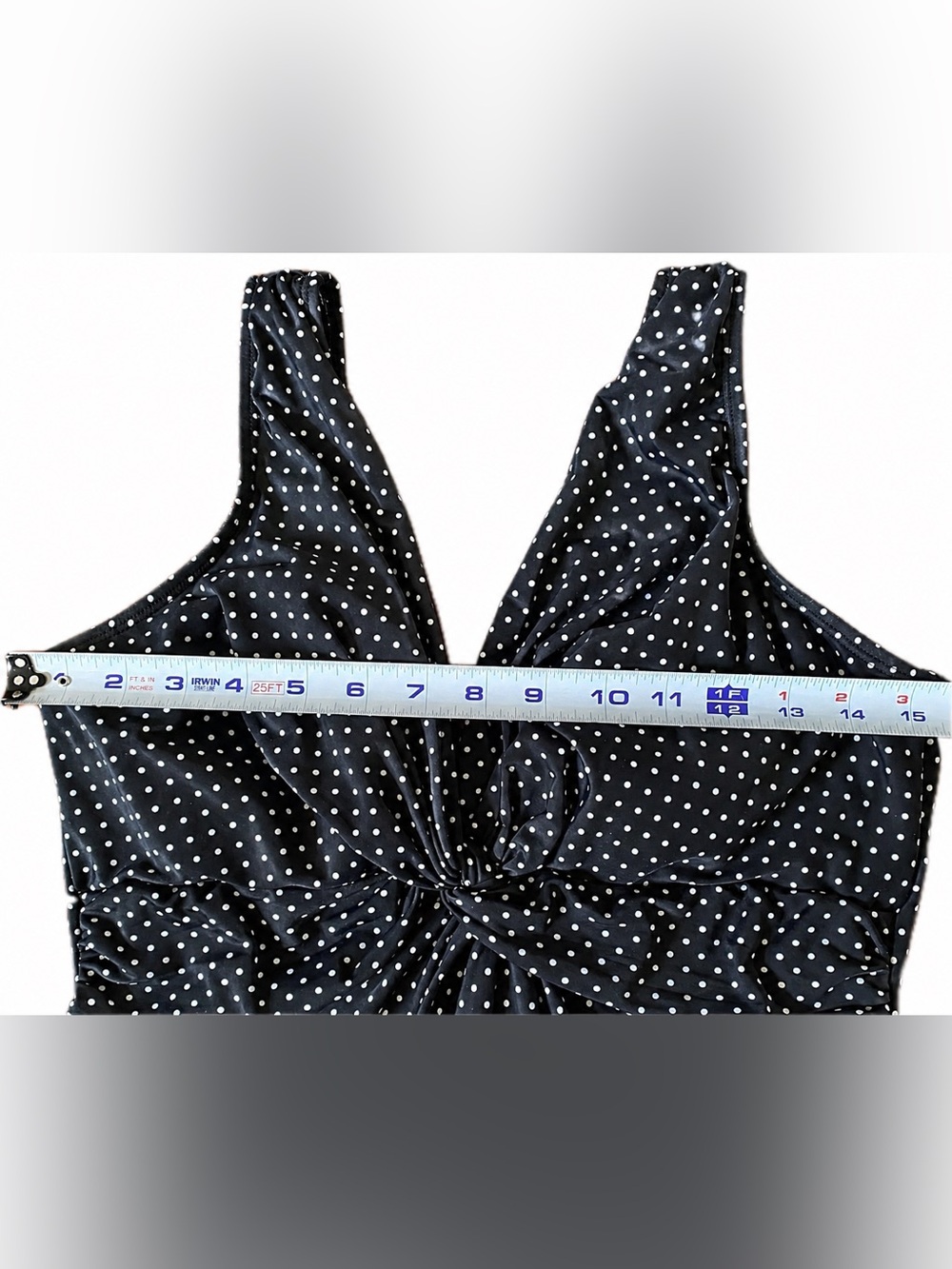Miraclesuit Swim Dress Black & White Polka Dot Twist-Front 14 - Picture 5 of 10